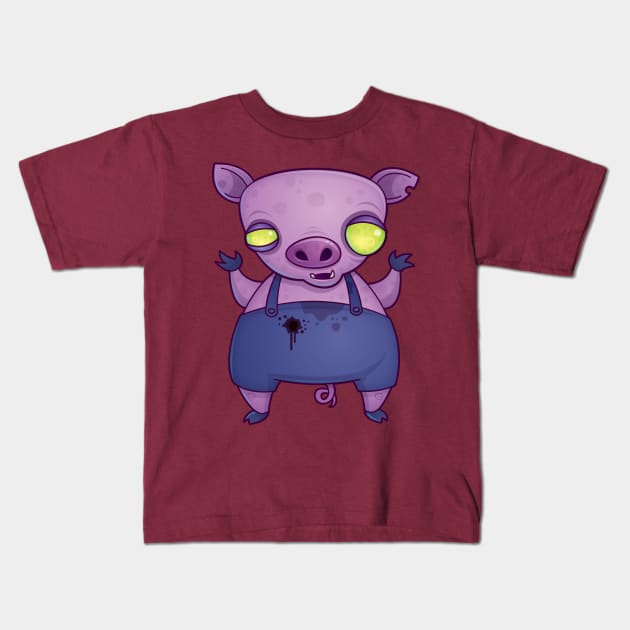 Zombie Piggy Kids T-Shirt by fizzgig